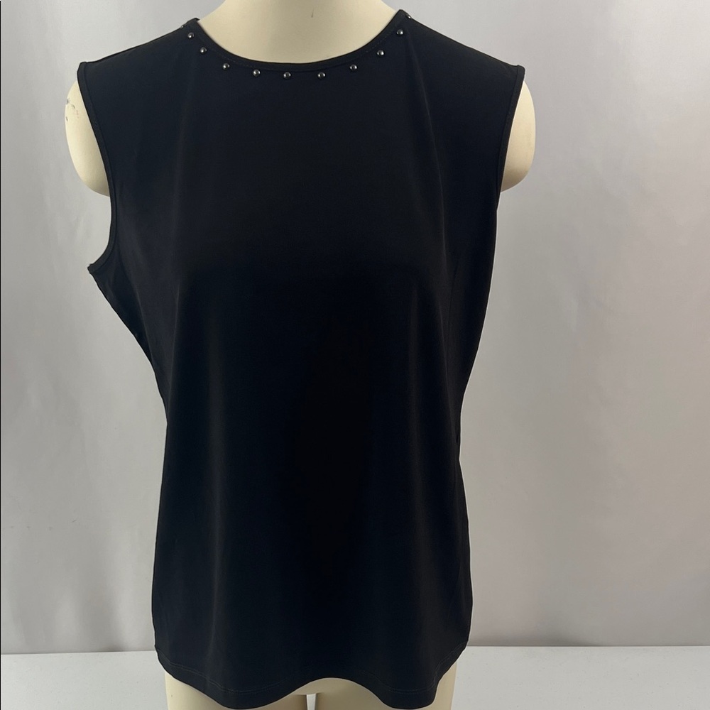 NWOT JM Studio Black Career Sleeveless Blouse Studs on Neckline Work Size‎ Large